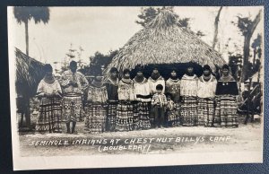 Mint USA Real Picture Postcard Seminole Indians At Chestnut Billy’s Camp