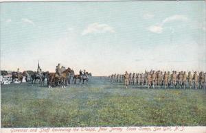 Military Governor and Staff Reviewing The Troops New Jersey State Camp Sea Gi...