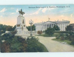 Divided-Back SHERMAN STATUE AT THE U.S. TREASURY BUILDING Washington DC F2715