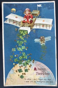 Mint England Picture Postcard Early Aviation New Year Greetings Aircraft