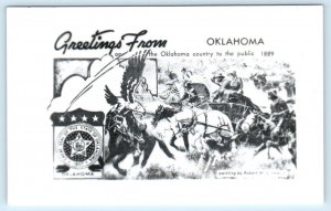 RPPC GREETINGS from OKLAHOMA, OK ~ Artist Robert Lindneux c1960s Photo Postcard