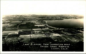 RPPC Lake Elsinore From Inspiration Point Ortega Grade Riverside CA Postcard C12