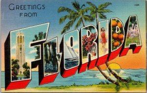 Greetings From Florida Large Letter Linen