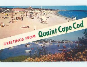 Pre-1980 TWO VIEWS ON CARD Cape Cod - Harwichport & Craigville Beach MA ho7663