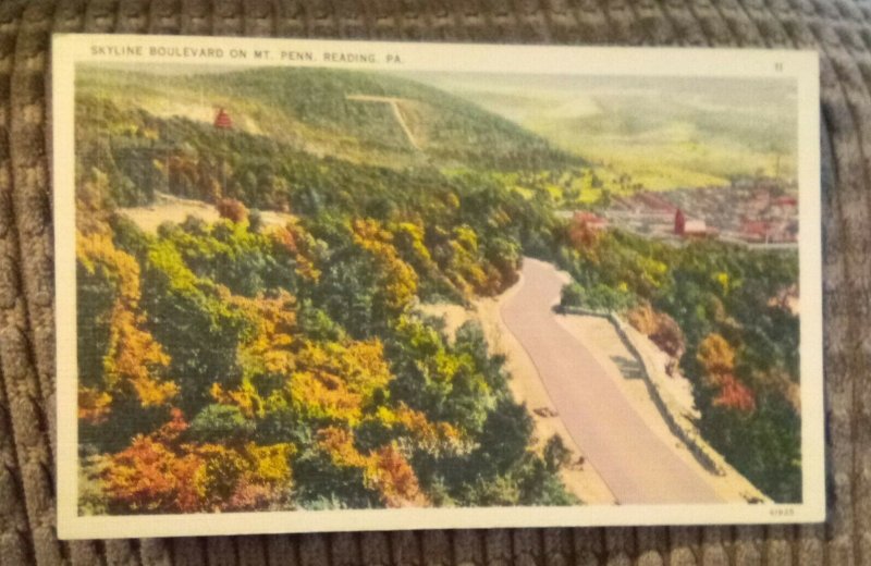 Skyline Boulevard On Mt. Penn Reading PA Linen Postcard
