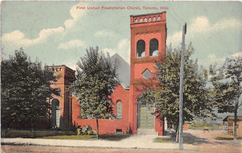 E87/ Toronto Ohio Postcard Jefferson c1914 First United Presbyterian Church 23