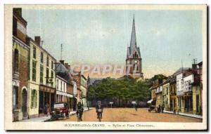 Old Postcard Mourmelon Le Grand Church and Place Clemenceau Army