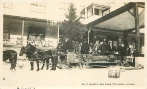 Postcard RPPC New Hampshire Sled Winter 1914 Party Mountain House 23-5567