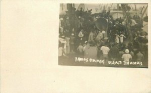 C-1918 Troup dance US Army Transport Thomas Military PPC Photo Postcard 20-3000