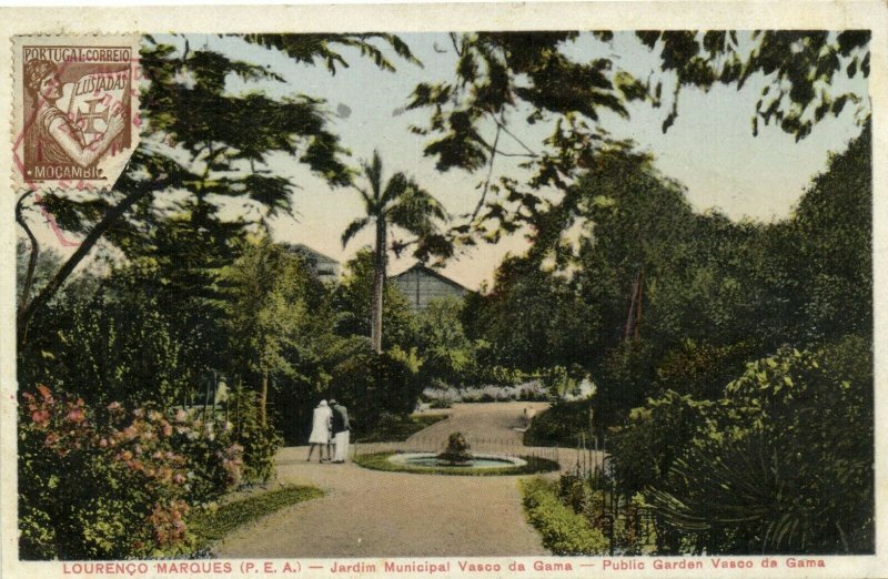 PC CPA MOZAMBIQUE LOURENCO MARQUES JARDIM MUNICIPAL Vintage Postcard (b26742)