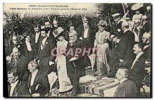 Old Postcard Fetes Franco norwegian the president and Mrs. Fallieres leave th...