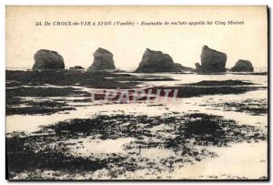 Old Postcard Cross of Life Ensemble rocks called the five monks