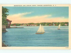 Linen LAKE SCENE Skaneateles - Near Auburn & Syracuse New York NY AE4521