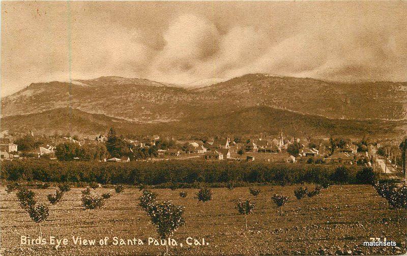 c-1910 Sepia Birdseye View SANTA PAULA CALIFORNIA  Mitchell postcard 929