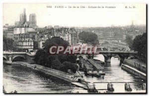 Old Postcard Paris Ile de la Cite Lock Mint Notre Dame Barges