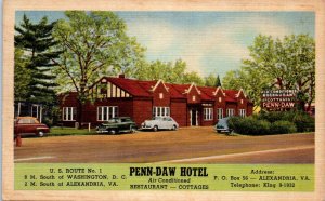 1950 Penn-Daw Hotel U.S. Route 1 Alexandria VA Postcard