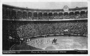 RPPC BARCELONA SPAIN BULL FIGHTING RING MONACO TO USA REAL PHOTO POSTCARD 1951