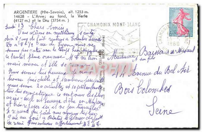 Modern Postcard Argentiere L & # 39Arve Verte and Dru