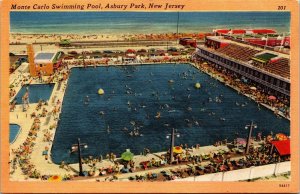 Vtg Asbury Park New Jersey NJ Monte Carlo Swimming Pool 1940s Unused Postcard