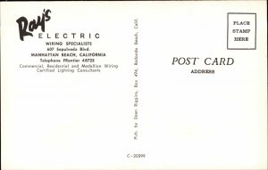 Manhattan Beach CA Ray's Electric Service Trucks Store Advertising Postcard