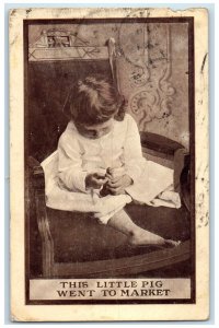 1910 Little Girl, This Little Pig Went To Market Clinton Iowa IA Posted Postcard