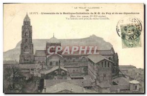 Old Postcard Le Puy All of the Basilica Cathedral of N D Puy and its outbuild...