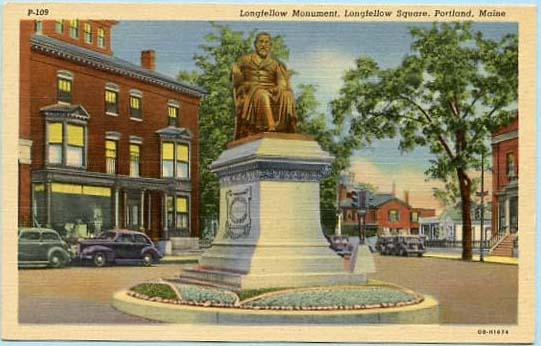 ME - Portland. Longfellow Monument, Longfellow Square