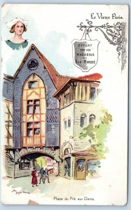 Paris, Ile-de-France France Postcard Place du Pré aux Clercs Old Paris c1905