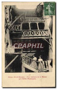 Old Postcard View Interieurre Clairac House that & # 39a inhabited Montesquieu