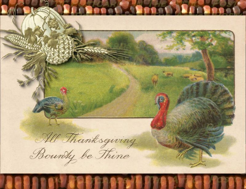 Handmade Postcard Set of 6 Traditional Thanksgiving Turkey Vintage Reproduction