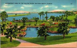 Vtg 1930s Burgoyne Park On Halifax River Daytona Beach Florida FL Postcard