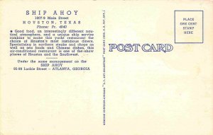 Ship Ahoy Restaurant Interior Houston Texas linen postcard