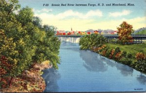 Minnesota Moorhead Scenic Red River 1940 Curteich