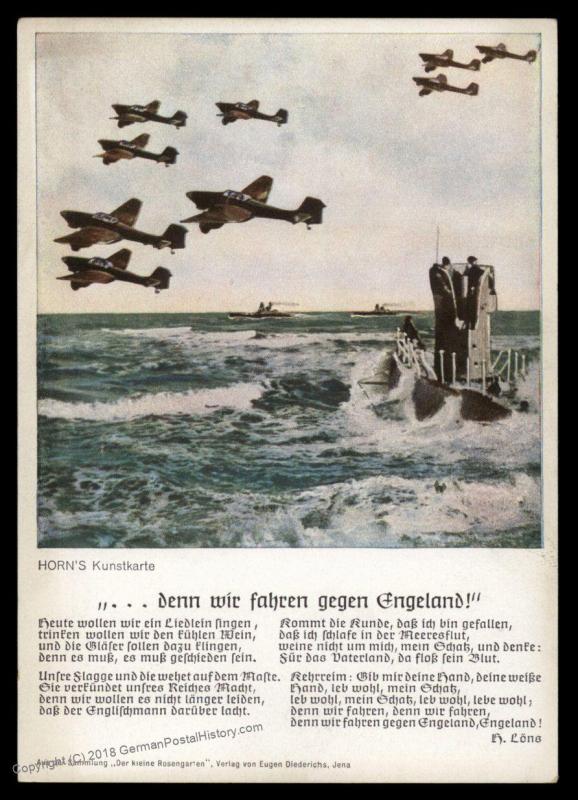 3rd Reich Germany Wir Fahren gegen England WWII UBoot Submarine Propaganda 91340