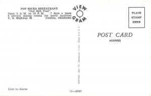 Clinton Oklahoma Pop Hicks' Restaurant Vintage Postcard AA31707