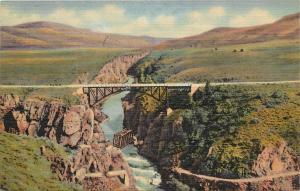 Linen Postcard Sapinero Bridge on Lake Fork Gunnison River Gunnison CO US Hwy 50