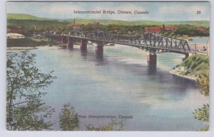 Interprovincial Bridge, Ottawa, Ontario, Vintage Linen Postcard