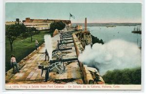 Firing Cannon Artillery Salute Fort Cabana Havana Cuba 1907c postcard