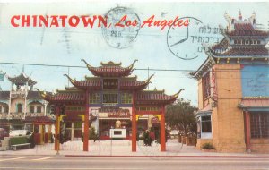 Los Angeles CA Chinatown Chrome Postcard Used Walt Disney Stamp