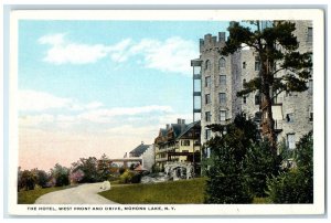 c1920 Hotel West Front Drive Exterior Building Mohonk Lake New York NY Postcard