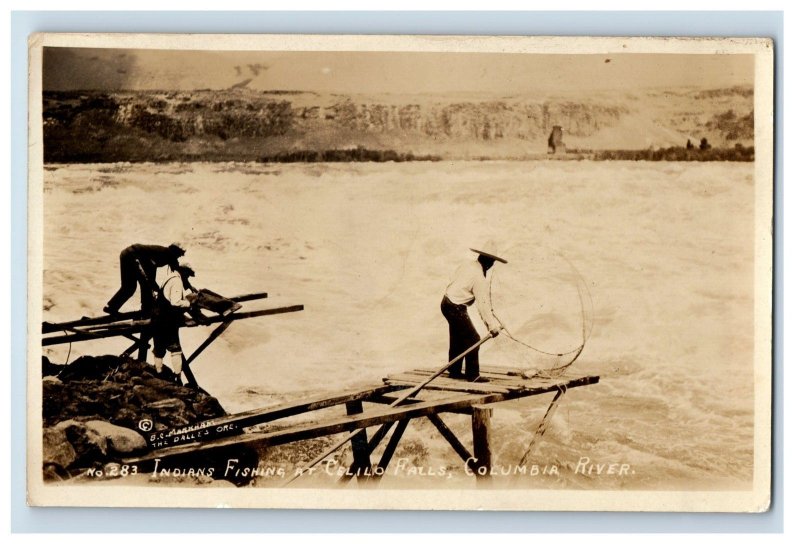 c1910 RPPC Indiana Fishing At Cello Falls, Columbia River. Postcard P172E