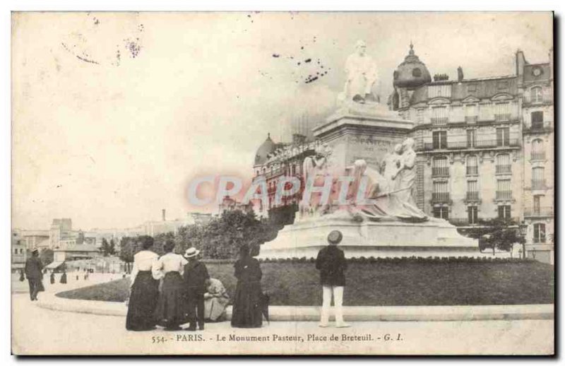 Paris Old Postcard Pastor monument Place de Breteuil