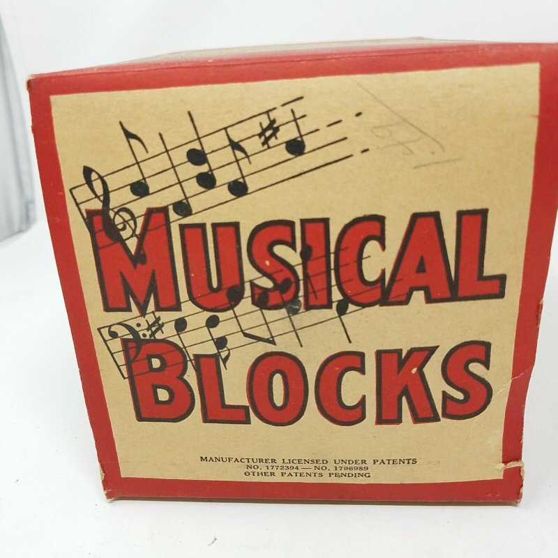 Vintage 1930's Kids Stacking Musical Toy Nesting Blocks with Original Box 1170