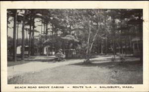 Salisbury MA Beach Road Grove Cabins Postcard