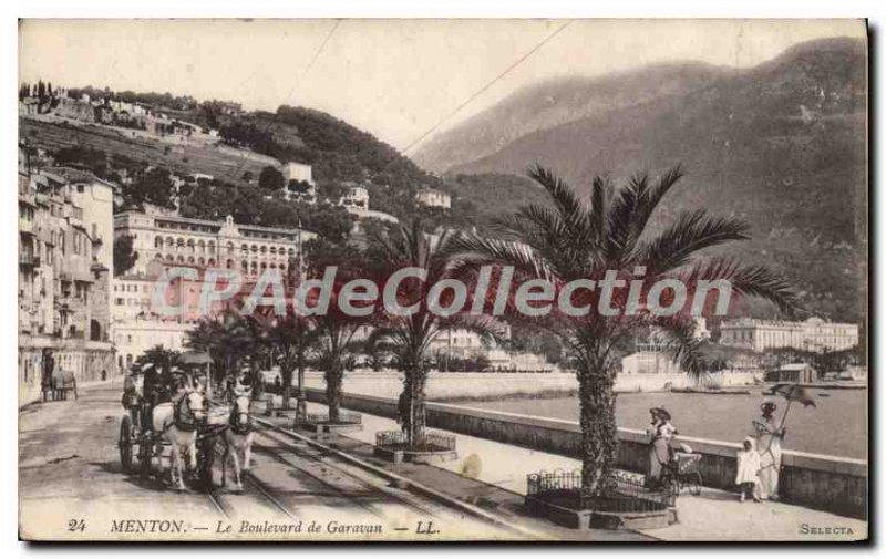 Old Postcard Menton Garavan Boulevard De