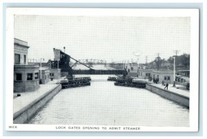 1955 Lock Gates Opening to Admit Steamer Niagara Falls Canada CA Postcard