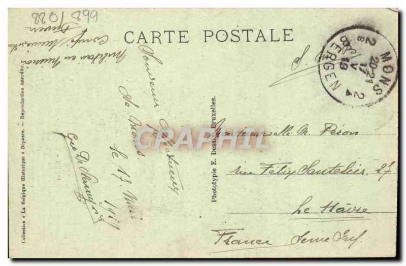 Old Postcard Mons castle Entree