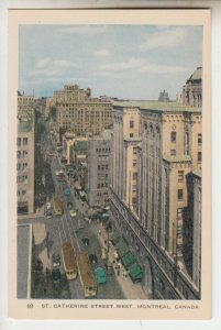 P2156 old postcard st catherine street west, montreal canada with traffic etc