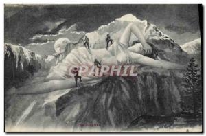 Postcard Old Woman Surrealism Mountaineering Moon Die Jungfrau