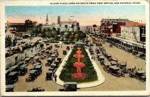 Vtg San Antonia TX Alamo Plaza Looking South from Post Office 1920s Postcard 